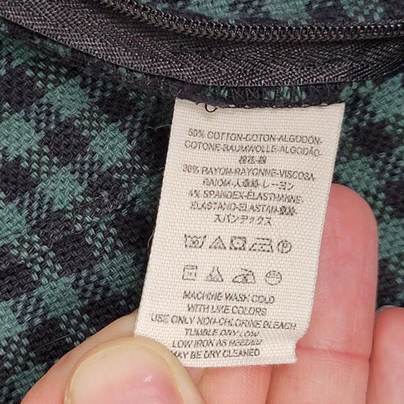 FREE PEOPLE Green Checkered Gingham Skinny Side Zip Pants SIZE 10 - Picture 9 of 10